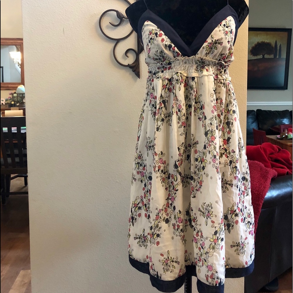 Anthropologie Zoe B Mini silk empire waist halter